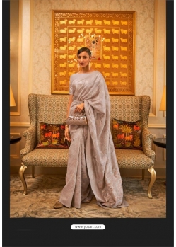 Light Grey Designer Party Wear Modal Handloom Weaving Saree