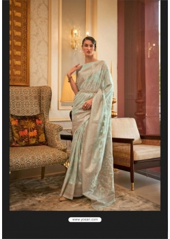 Aqua Mint Designer Party Wear Modal Handloom Weaving Saree