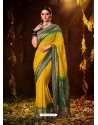 Yellow Designer Party Wear Silk Bandhej Saree