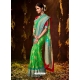 Green Designer Party Wear Silk Bandhej Saree