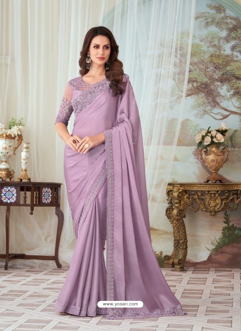 Buy Lavender Designer Party Wear Heavy Saree | Designer Sarees
