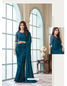 Teal Blue Heavy Party Wear Saree