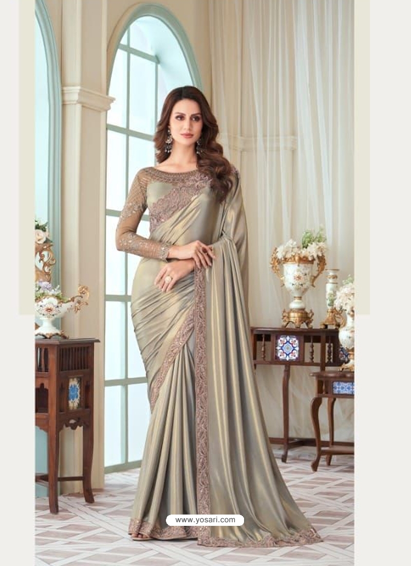Deserving Grey Ceremonial Designer Saree | Fancy sarees party wear, Saree  designs, Party wear sarees