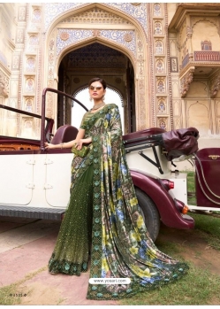 Mehendi Green Heavy Designer Party Wear Saree
