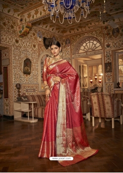 Red Soft Kanchivaram Designer Party Wear Saree