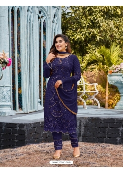 Navy Blue Heavy Fox Georgette Party Wear Suit