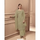 Olive Green Butterfly Net Designer Straight Suit
