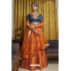 Orange And Blue Premium Net With Silk Designer Lehenga Choli