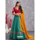 Firozi And Pink Georgette Thread Worked Party Wear Lehenga Choli