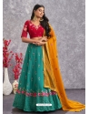 Firozi And Pink Georgette Thread Worked Party Wear Lehenga Choli