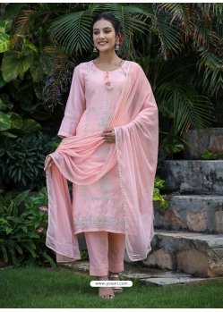 Pink Modal Silk Designer Readymade Suit