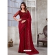 Maroon Soft Satin Organza Party Wear Saree