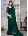 Dark Green Soft Satin Organza Party Wear Saree