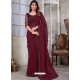 Deep Wine Soft Satin Organza Party Wear Saree