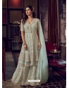 Sky Blue Designer Party Wear Heavy Thread Embroidred Suit