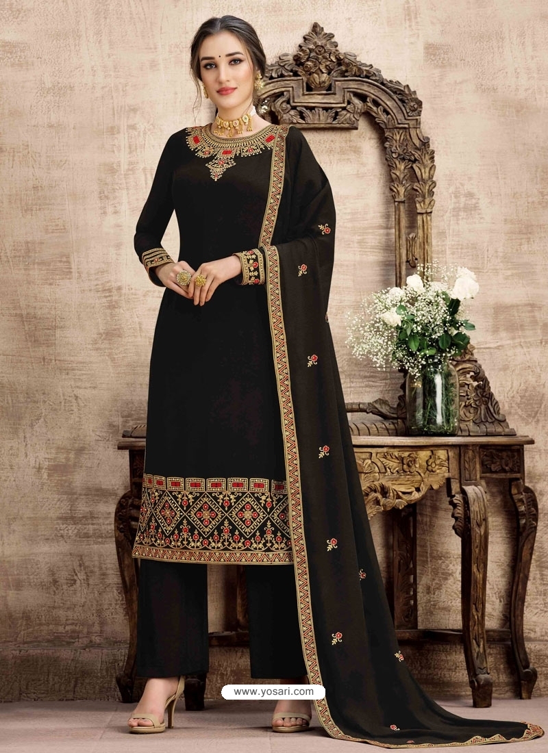 Women's Rayon Liboza Salwar Suit With Dupatta Black (Small) : Amazon.in:  Fashion
