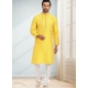 Yellow Designer Wear Jacquard Kurta Pajama