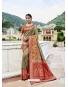 Gold And Red Designer Party Wear Silk Saree