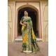 Yellow And Teal Designer Pure Dola Viscos Wedding Saree