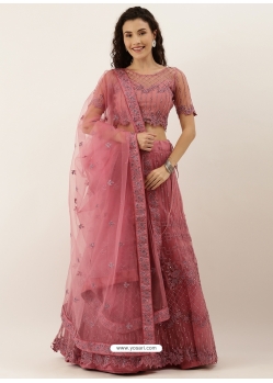 Pink Heavy Net Embroidered Function Wear Lehenga Choli