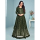 Mehendi Green Heavy Blooming Foux Georgette Designer Anarkali Suit