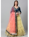 Yellow And Blue Party Wear Heavy Lehenga Choli