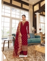 Maroon Georgette Party Wear Designer Suit