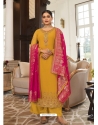 Yellow Georgette Party Wear Designer Suit