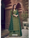 Green Designer Pure Dola Jacquard Palazzo Suit