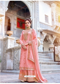 Pink Party Wear Chinon Designer Suit