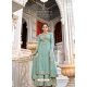 Aqua Mint Party Wear Chinon Designer Suit