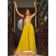 Yellow Party Wear Chinon Designer Gown