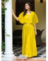 Yellow Heavy Chinon Designer Readymade Gown
