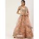 Peach Party Wear Net Lehenga Choli