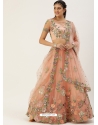 Peach Party Wear Net Lehenga Choli