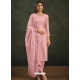 Light Pink Designer Soft Organza Party Wear Straight Suit