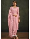 Light Pink Designer Soft Organza Party Wear Straight Suit