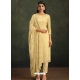 Light Yellow Designer Soft Organza Party Wear Straight Suit