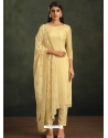 Light Yellow Designer Soft Organza Party Wear Straight Suit