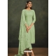 Green Designer Soft Organza Party Wear Straight Suit