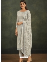 Grey Designer Soft Organza Party Wear Straight Suit