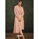 Peach Designer Soft Organza Party Wear Straight Suit