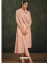 Peach Designer Soft Organza Party Wear Straight Suit