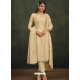 Beige Designer Soft Organza Party Wear Straight Suit