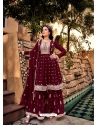 Maroon Designer Heavy Georgette Party Wear Sharara Suit