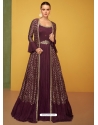 Maroon Party Wear Georgette And Chinon Designer Suit