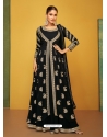 Black Party Wear Georgette And Chinon Designer Suit