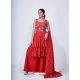 Red Designer Party Wear Chiffon Readymade Suit