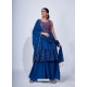 Navy Blue Designer Party Wear Chiffon Readymade Suit