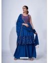 Navy Blue Designer Party Wear Chiffon Readymade Suit